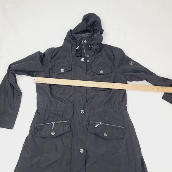 Michael Kors Women's Black Anorak Hooded Rain Parka Jacket Size Small - Picture 9 of 11